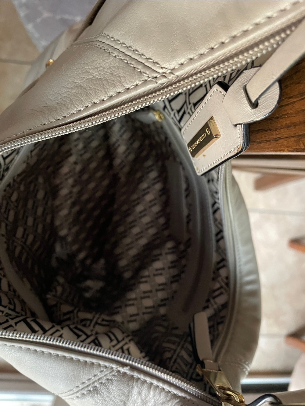 Tignanello Soft Cream Leather Hobo with Gold Accents - Picture 3 of 4